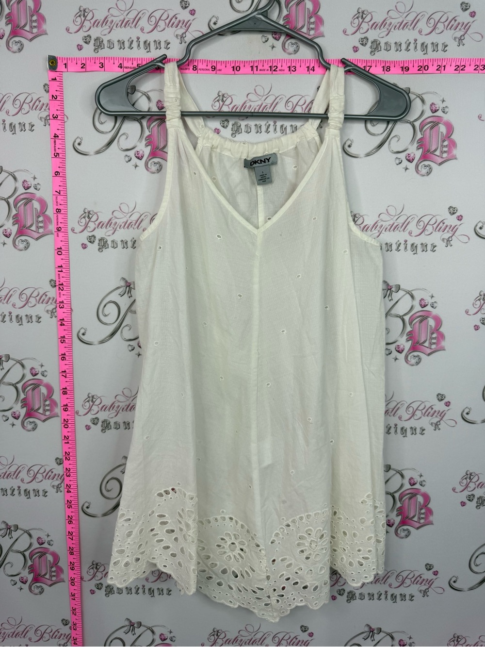 DKNY tank top Cream Eyelet-Trim Sleeveless V-Neck Camisole